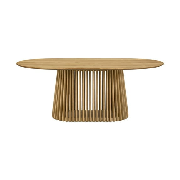 Armen Living Pasadena 79" Wood Oval Dining Table in Natural Oak Finish