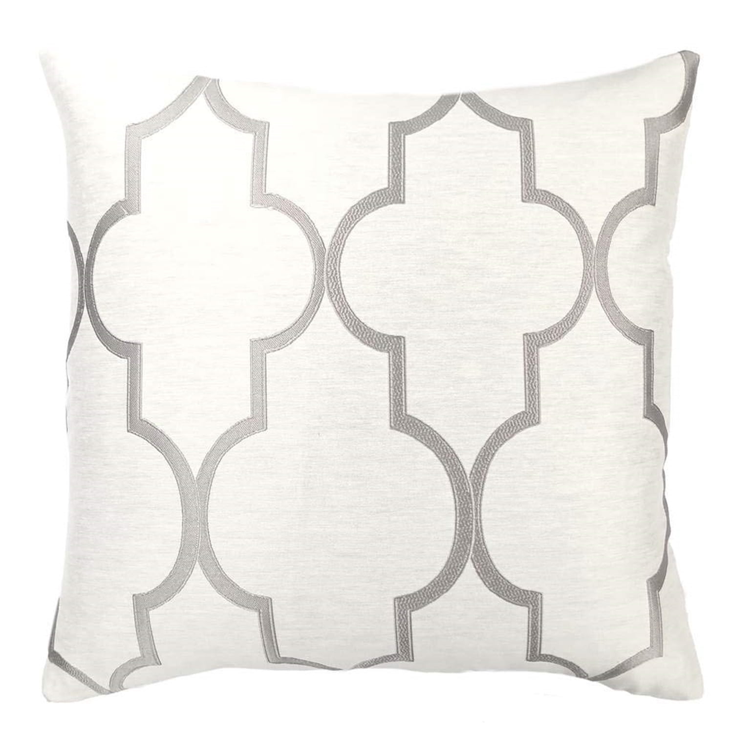 Paxton Contemporary Decorative Feather and Down Throw Pillow In Light Gray Jacquard Fabric