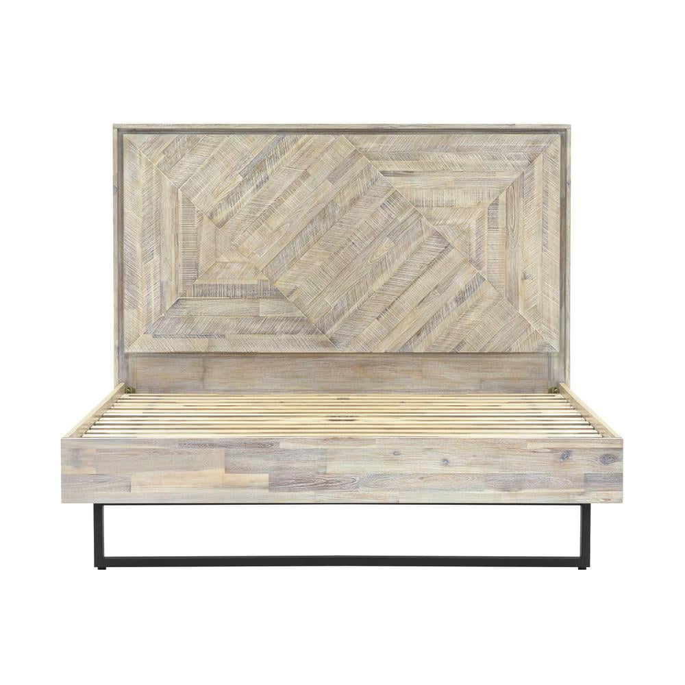 Armen Living Peridot King Platform Bed Frame in Natural Acacia Wood