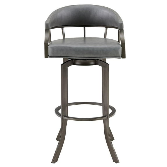 Pharaoh Swivel 30" Mineral Finish and Grey Faux Leather Bar Stool