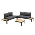 thumbnail image 1 of Portals Outdoor 4 Piece Sofa set in Black Finish with Natural Teak Wood Top Accent, 1 of 6