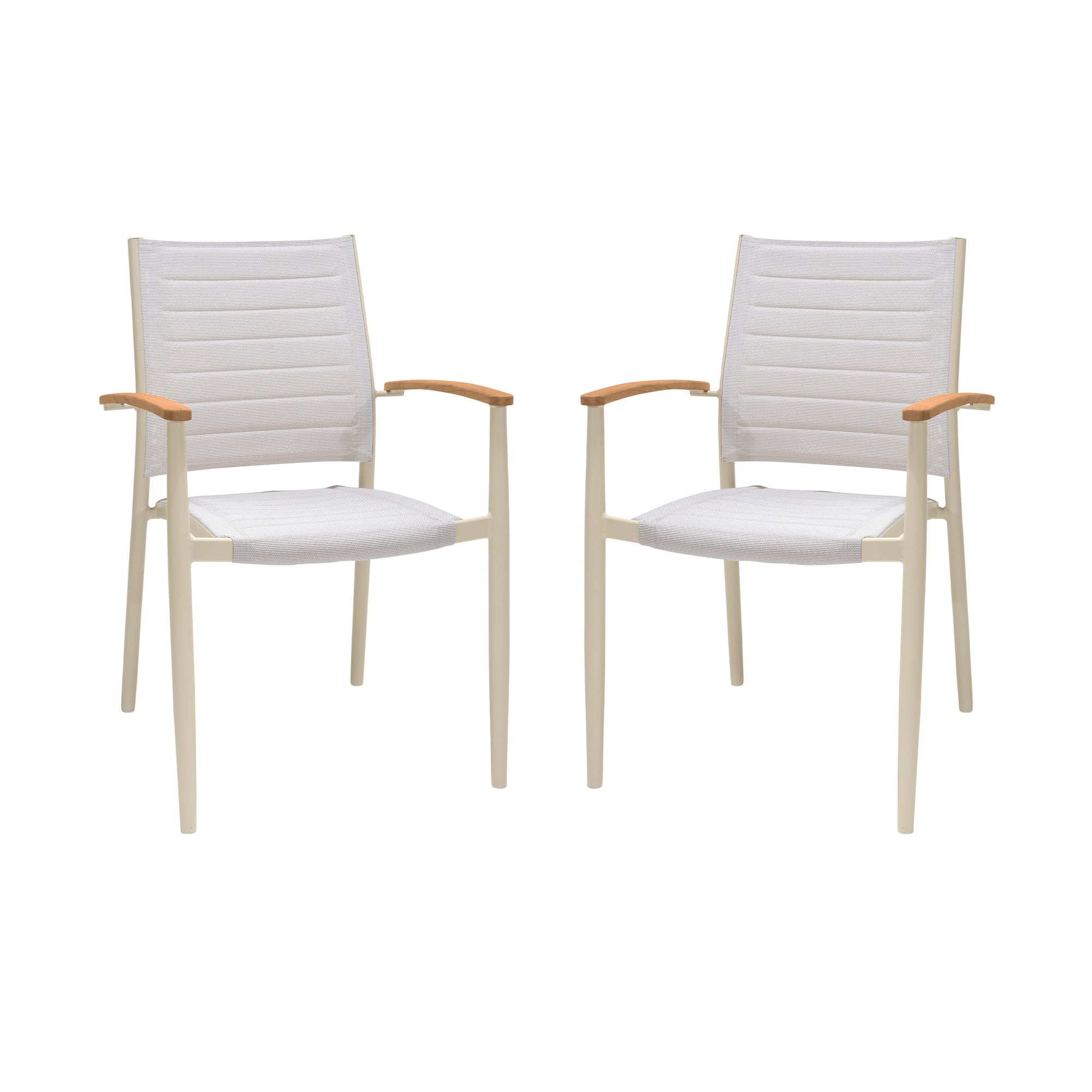 Contemporary Gray Aluminum and Teak Outdoor Arm Chair