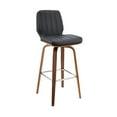 thumbnail image 1 of Armen Living Renee 26" Faux Leather/Wood Swivel Counter Stool in Gray/Walnut, 1 of 6