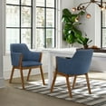 thumbnail image 1 of Renzo Blue Fabric and Walnut Wood Dining Side Chairs - Set of 2, 1 of 8