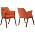 thumbnail image 1 of Renzo Orange Fabric and Walnut Wood Dining Side Chairs - Set of 2, 1 of 8