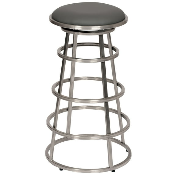 Armen Living Ringo 26" Backless Brushed Stainless Steel Barstool, Gray