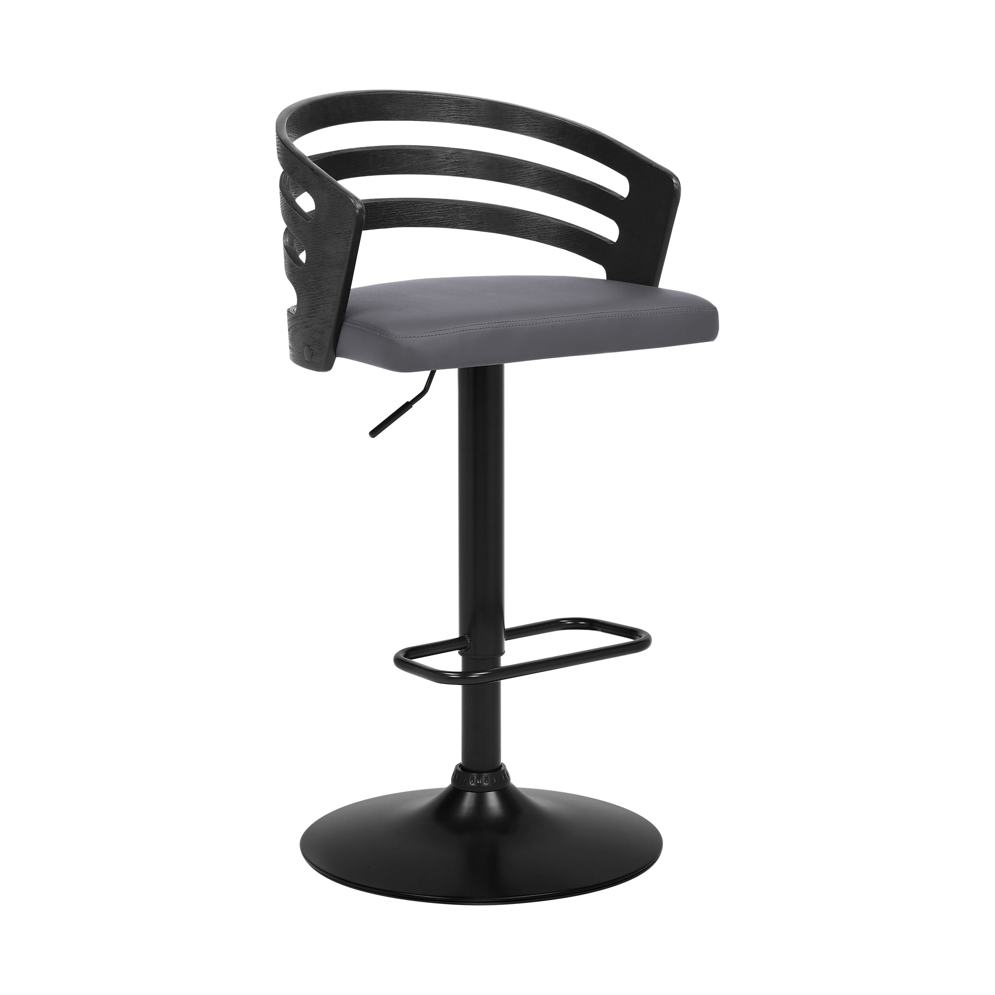 Contemporary Gray Faux Leather & Metal Swivel Bar Stool 30"