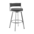 thumbnail image 1 of Armen Living Roman 30" Gray Faux Leather and Brushed Stainless Steel Swivel Bar Stool, 1 of 8