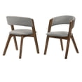 thumbnail image 1 of Rowan Mid-Century Modern Accent Dining Chair in Walnut Finish and Grey Fabric- Set of 2, 1 of 5