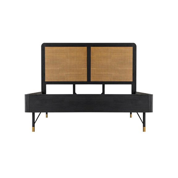 Armen Living Saratoga Modern Wood Queen Platform Frame Bed in Black
