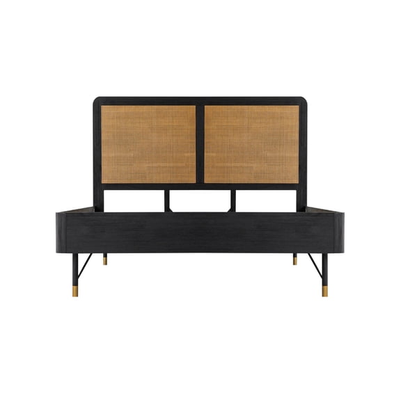 Armen Living Saratoga Modern Wood Queen Platform Frame Bed in Black