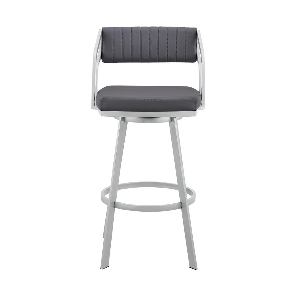 Scranton 30" Slate Grey Swivel Metal Bar Stool with Channel Stitching