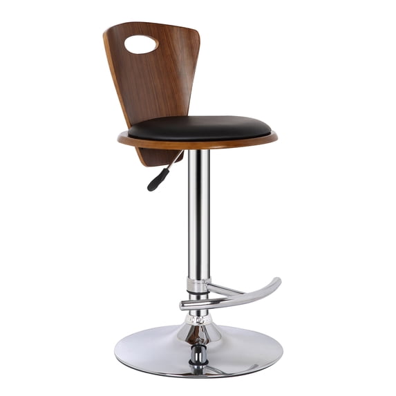 Armen Living Seattle Adjustable Faux Leather Bar Stool in Black