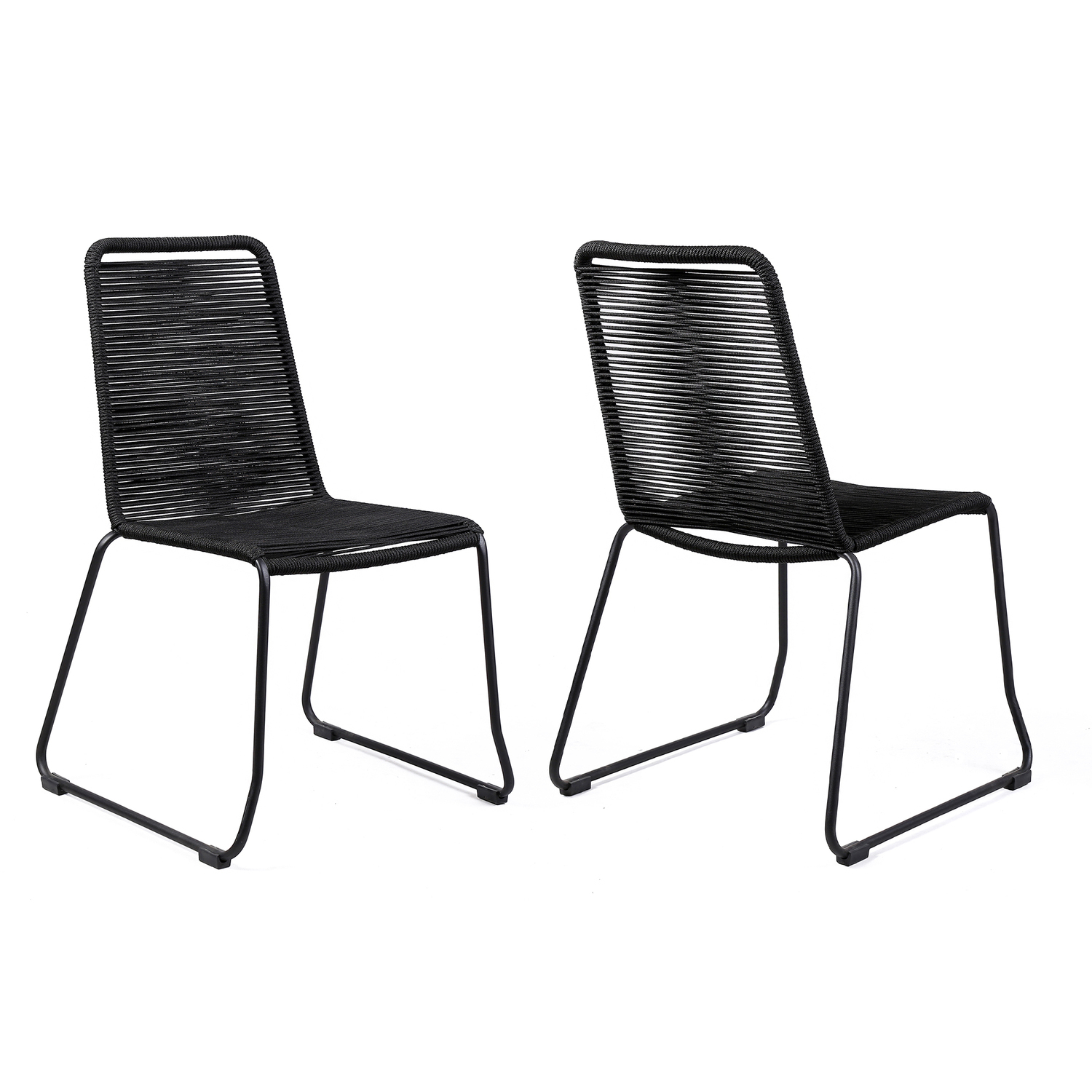 Armen Living Shasta 18.5" Fabric Patio Dining Chair in Black (Set of 2) - image 1 of 8