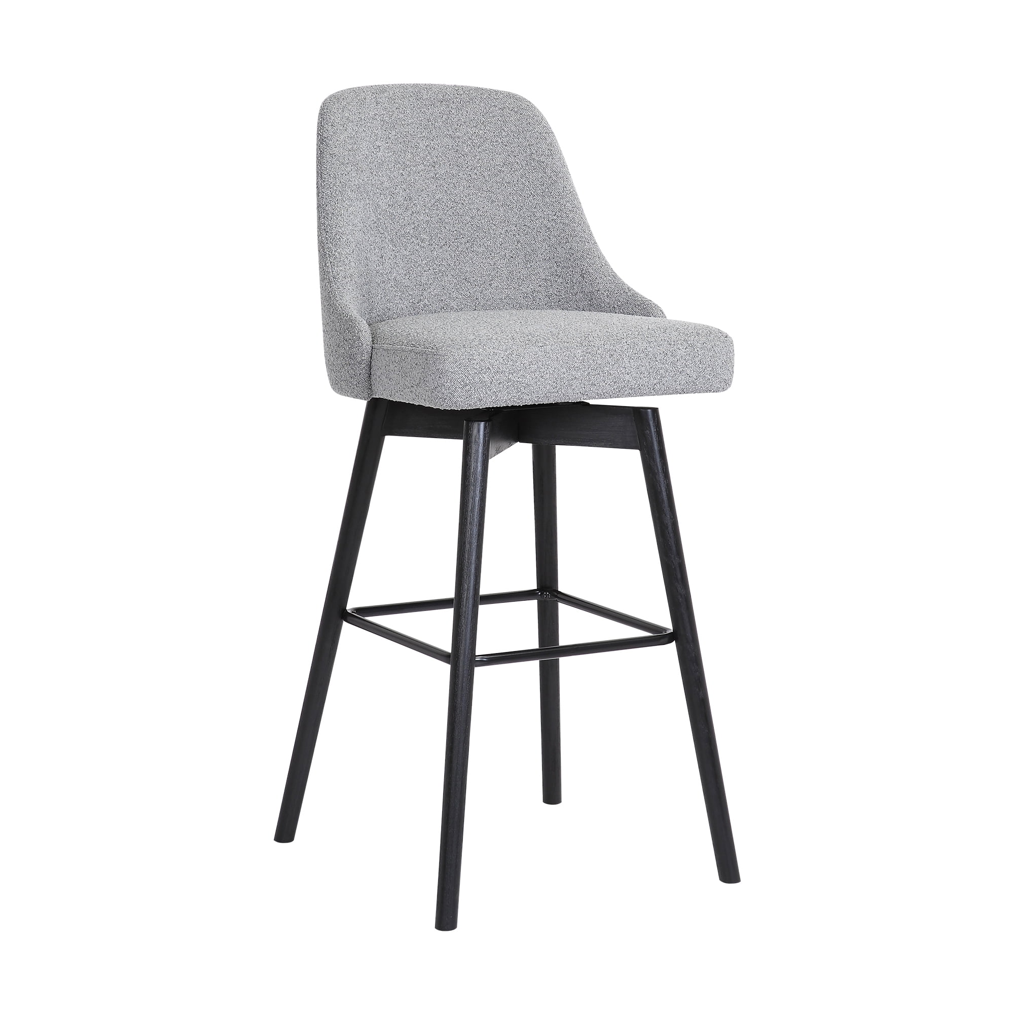 Sicily 26" Swivel Black Wood Counter Stool with Light Gray Fabric