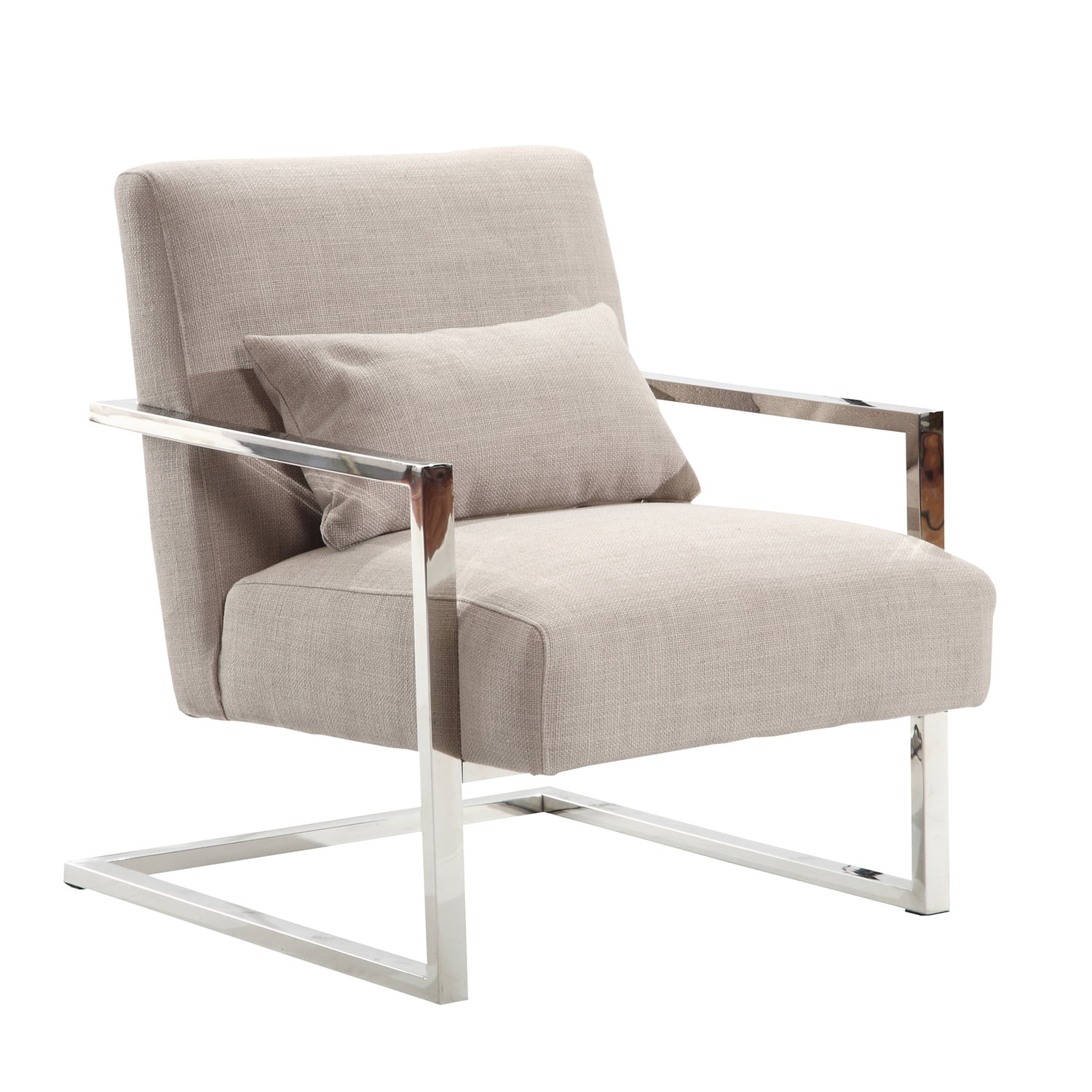 Contemporary Gray Faux Leather Geometric Accent Chair