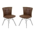 thumbnail image 1 of Armen Living Spago Contemporary Dining Chair in Vintage Gray Faux Leather with Brushed Stainless Steel Finish - Set of 2, 1 of 5