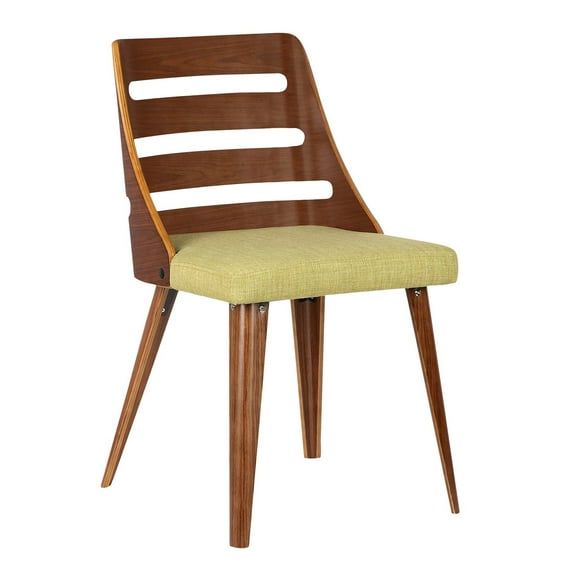 Armen Living Storm Mid-Century Dining Chair in Walnut Wood and Fabric