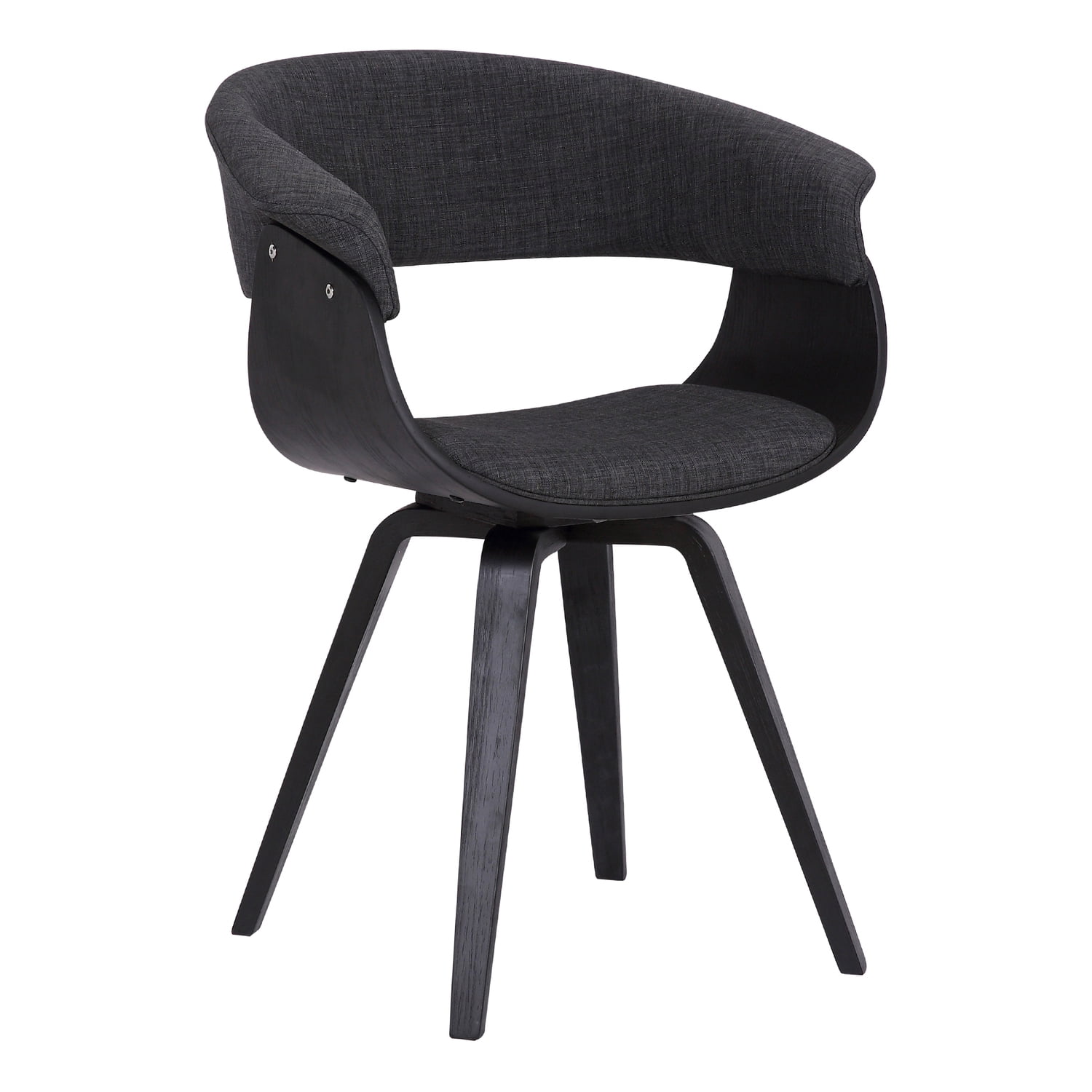 Summer Mid Century Modern Dining Accent Chair for Table Kitchen Desk Vanity in Charcoal Fabric and Black Wood Finish