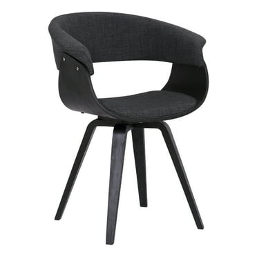 Summer Mid Century Modern Dining Accent Chair for Table Kitchen Desk Vanity in Charcoal Fabric and Black Wood Finish