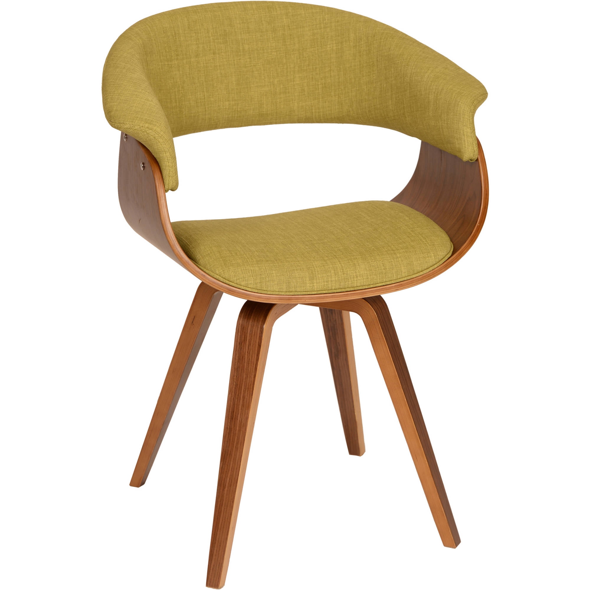 Green Upholstered Walnut Wood Mid-Century Modern Side Chair