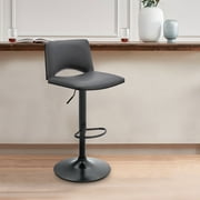 Armen Living Thierry 24-32" Modern Faux Leather Swivel Bar Stool in Gray/Black