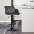 thumbnail image 1 of Toby Gray Faux Leather Adjustable Height Swivel Black Wood and Metal Bar Stool, 1 of 7