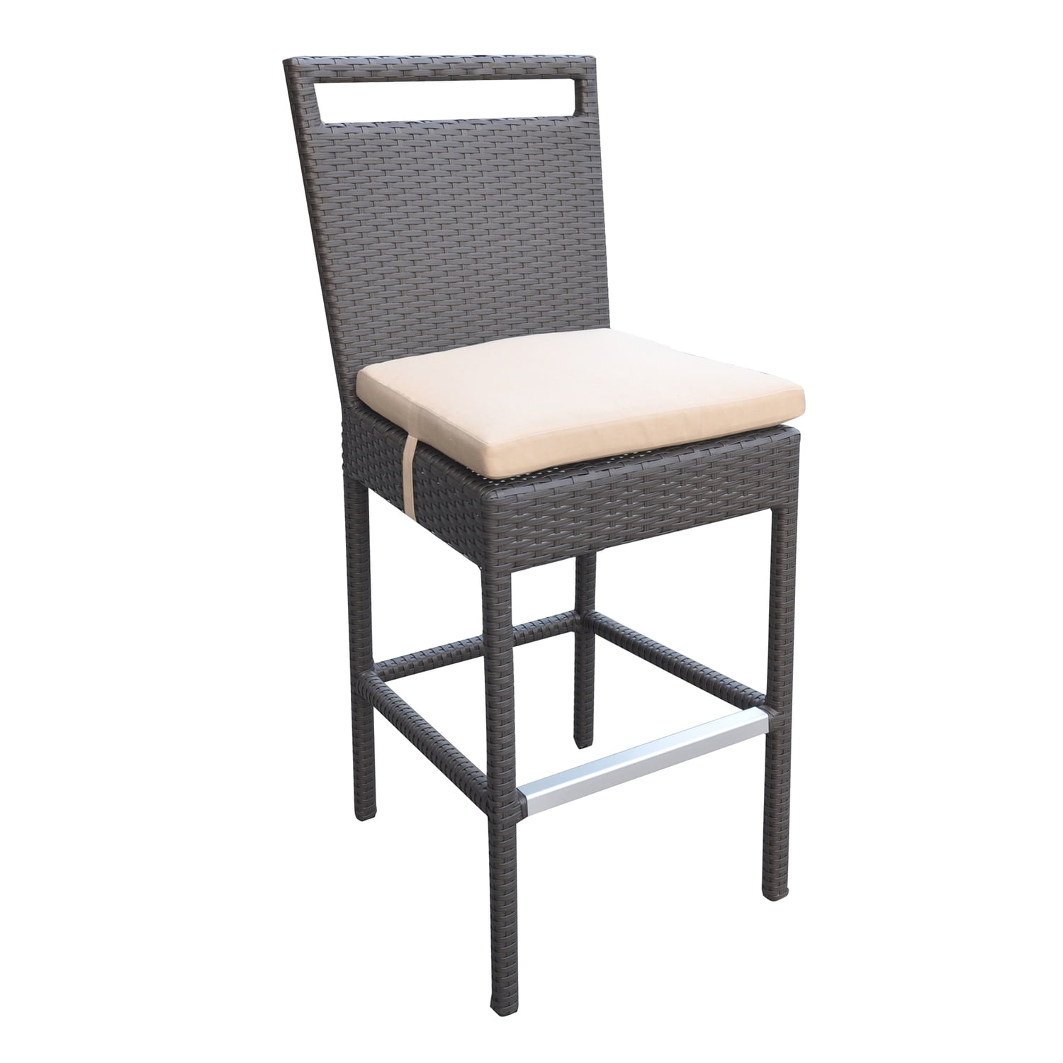 Contemporary Tropez 46.5" Beige Cushioned Wicker Barstool
