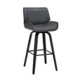 thumbnail image 1 of Tyler 26" Swivel Bar Stool in Black Wood and Grey Faux Leather Upholstery, 1 of 11