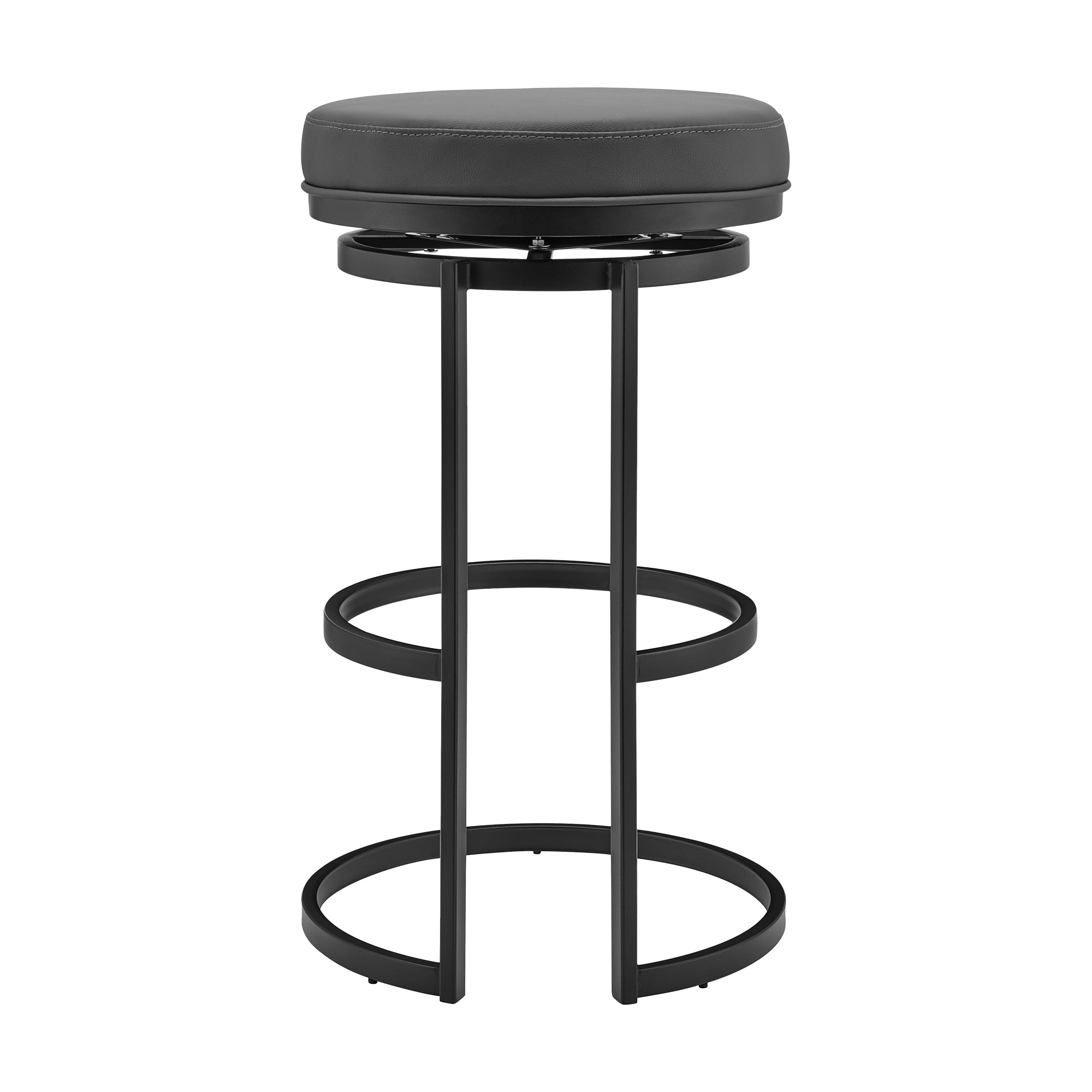Vander 26" Gray Faux Leather & Black Metal Swivel Counter Stool