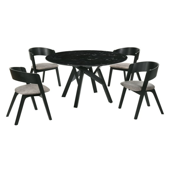 Venus Jackie 5 Piece Black Dining Set
