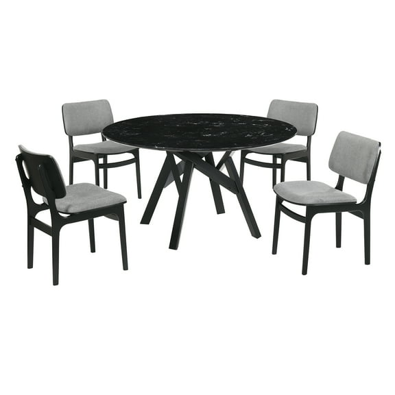 Venus Lima 5 Piece Black Dining Set