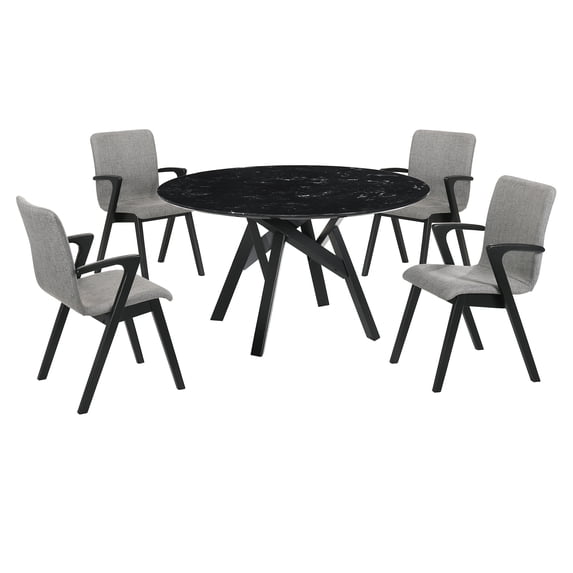 Venus Varde 5 Piece Black Dining Set
