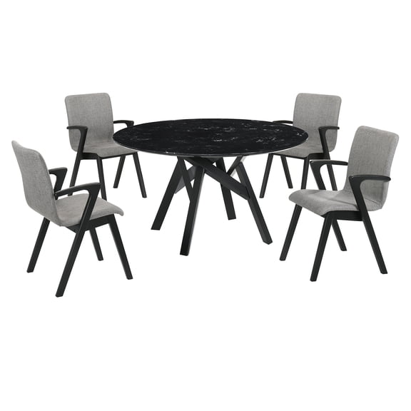 Venus Varde 5 Piece Black Dining Set