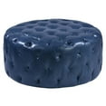 thumbnail image 1 of Armen Living Victoria Ottoman in Blue Bonded Leather and Black Wood Finish, 1 of 2