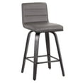 thumbnail image 1 of Vienna 26" Swivel Counter Stool in Black Wood Finish with Gray Faux Leather, 1 of 9