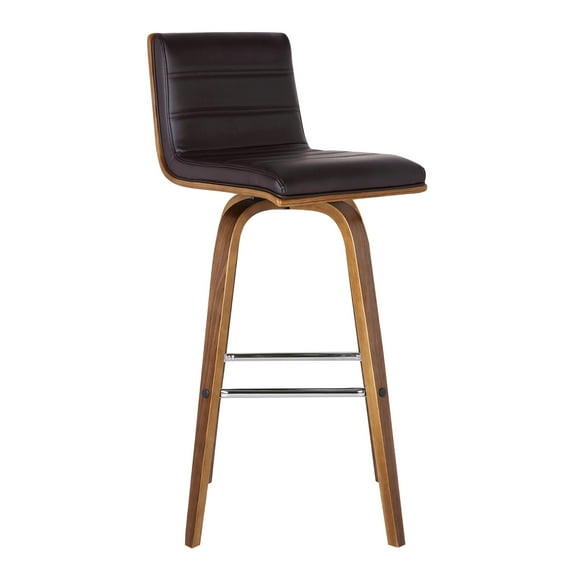 Armen Living Vienna Modern Faux Leather Stool in Brown/black