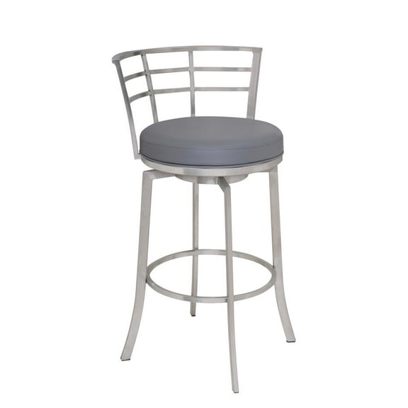Armen Living Viper Modern Faux Leather Counter Stool in Gray