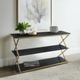 thumbnail image 1 of Westlake 3-Tier Dark Brown Console Table with Brushed Gold Legs, 1 of 6