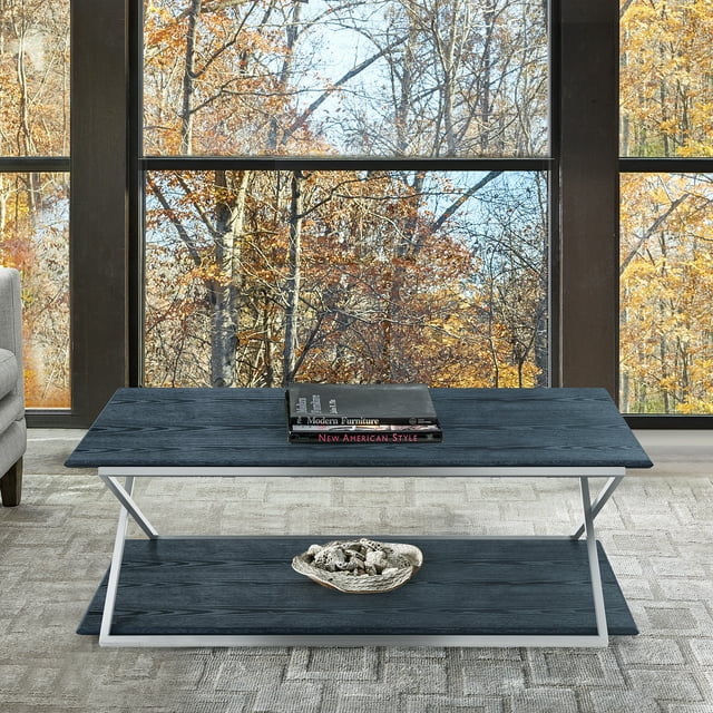 Armen Living Westlake Modern Wood & Metal Coffee Table in Black/Stainless Steel