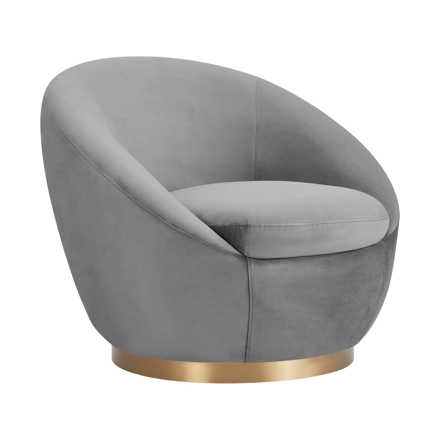 Armen Living Yves Gray Velvet Swivel Accent Chair with Gold Base