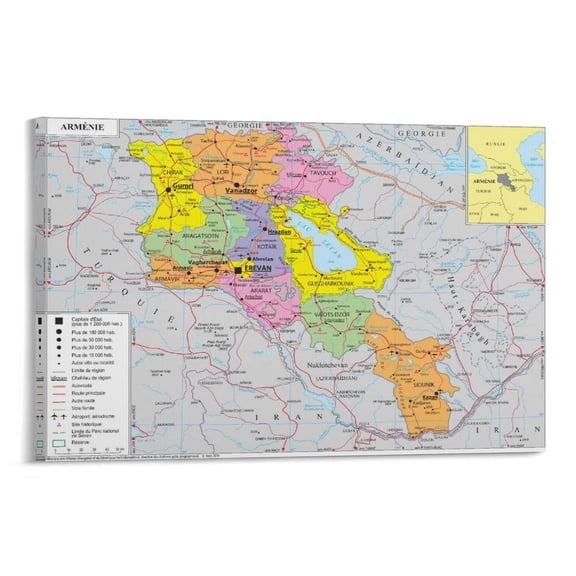 Armenia Map Poster Artworks Picture Print Poster Wall Art Painting Canvas Gift Decor Home Posters Decorative 16x24inch(40x60cm)