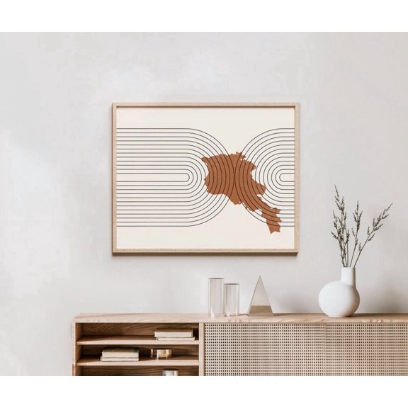Armenia Map Wall Art Print, Mid Century Retro Country Decor