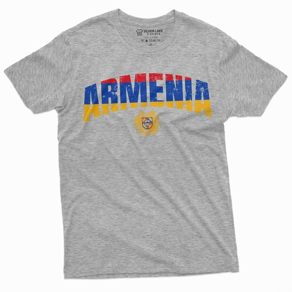 Armenia T-Shirt Armenian Flag Hayastan Tee Shirt Mens Independence Day Coat Of Arms Tee (Small Grey)
