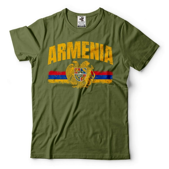 Armenia Unisex Shirt Armenia Flag Logo Country Tshirt Armenian Patriotic Shirts Armenia National Tee (X-Large Military Green)
