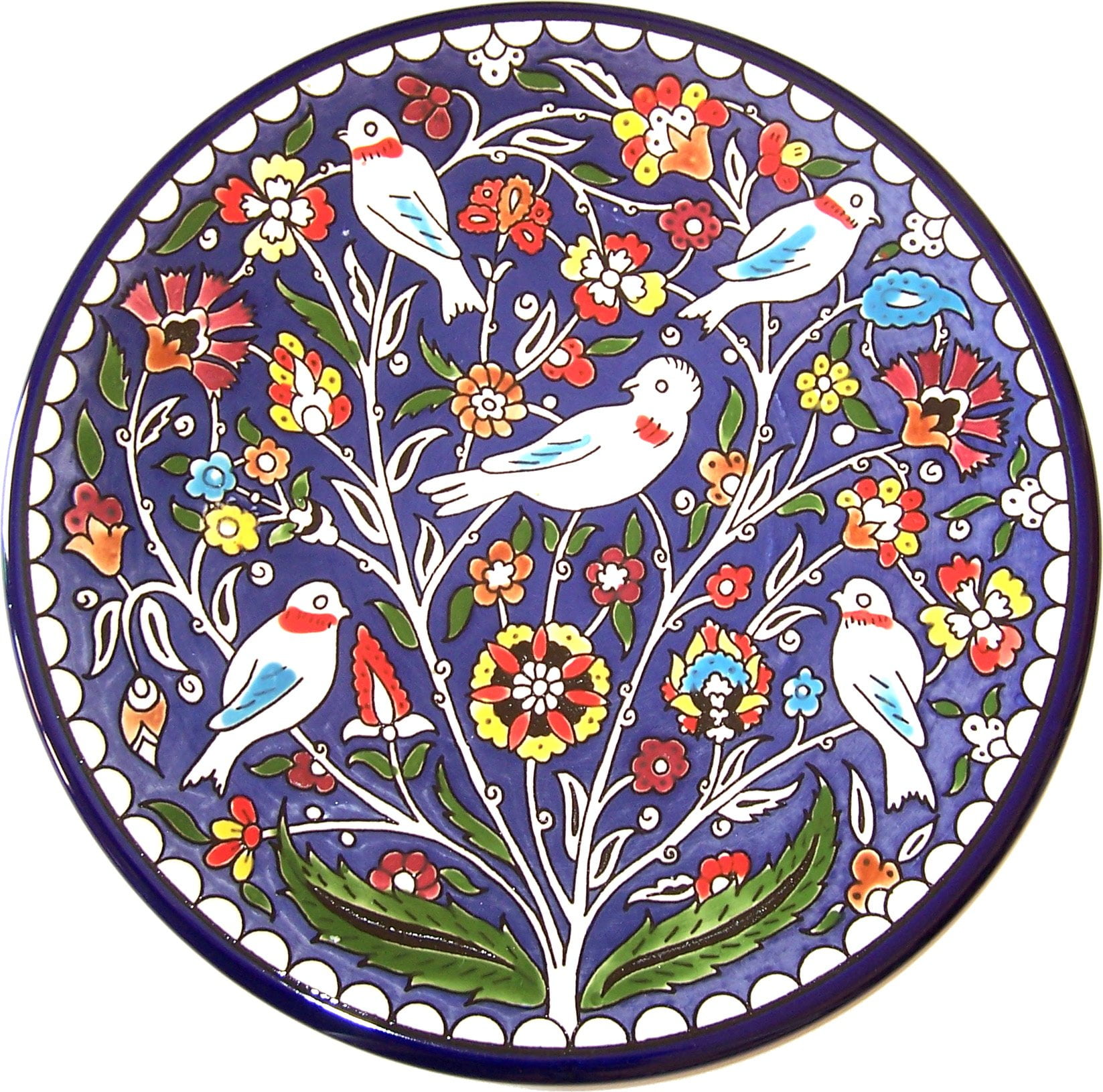 Hand-Painted Blue Ceramic Round Easter Plate, 10.5 Inches