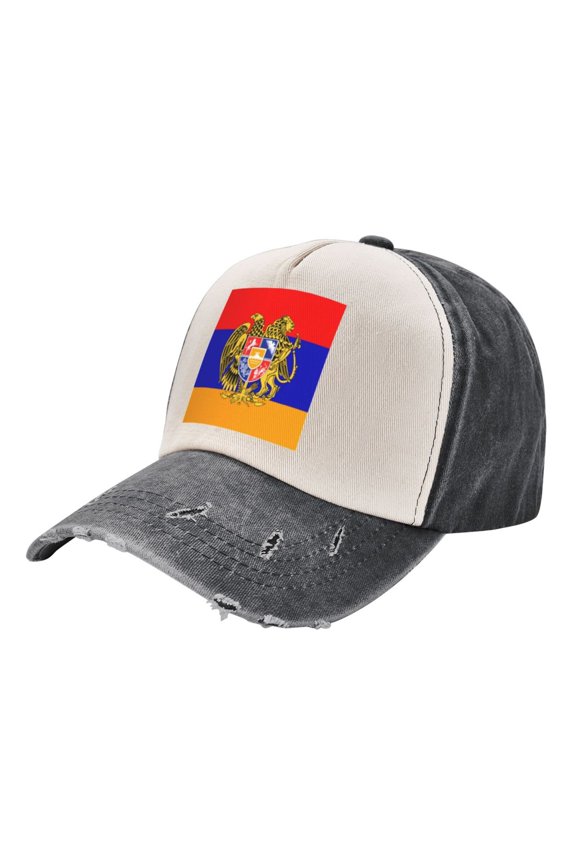 Armenian National Emblem Baseball Cap Distressed Adjustable Vintage Cotton Denim Hat for Women Men
