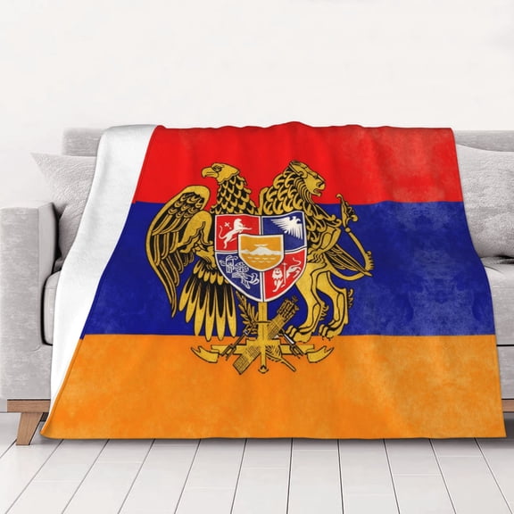 Armenian National Emblem Throw Blanket Warm Camping Outdoor Light Weight Cozy Blanket for Couch Sofa Bed 40"x30"