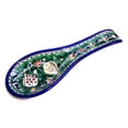thumbnail image 1 of Armenian hand painted cooking Spoon Rest/Ladle Holder - Large with deep Round Cup part - Asfour Outlet Trademark (Green Fish 10 Inches), 1 of 3