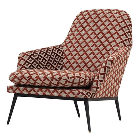 Armero Plush Orange Diamond Fabric Armchair